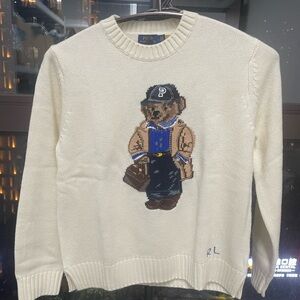 Polo by Ralph Lauren Cream Sweater with Bear Design